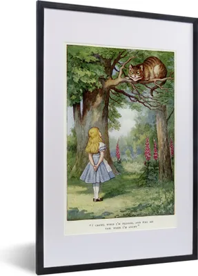 Produktbild von MuchoWow® MuchoWow® Gerahmtes Poster Vintage-Illustration Alice und die Kohlekatze 40x60 cm - Poster mit zchwarzem Bilderrahmen - Poster in Rahmen
