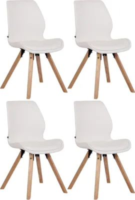 Obrázek produktu pro Sada čtyř jídelních židlí - židle pro návštěvy - pohodlné sezení | Barva: bílá | Materiál: koženka