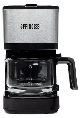 Productafbeelding van Princess 01.246030.01.001 Filterkoffieapparaat, compact, filterkoffieapparaat, 0,75 liter, voor gemalen koffie, 600W, zwart, roestvrij staal