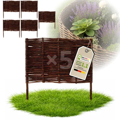 Produktbild von Floranica 5 Stück Beetbegrenzung Weide 60 cm x 60 cm – Rasenkante Weidengeflecht Beeteinfassung, Beetumrandung
