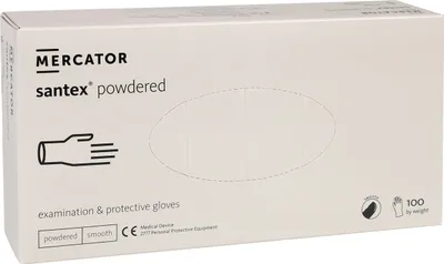 Obrázek produktu pro Bílé latexové rukavice s pudrem MERCATOR 100 kusů XL