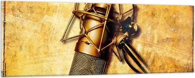 Produktbild von Bilder auf glas - Mikrofon Musik Lied - 90x30cm - Glasbilder - Wandbilder - Kunstdruck - zum Aufhängen bereit - Wanddekoration aus Glas - Glas Bilder - Wandbild auf Glas - Einteilig - GAB90x30-0525