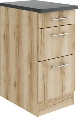 Produktbild von Optifit Schubladenunterschrank Livorno290 BxTxH 40 x 60 x 84,8 cm wildeiche matt strukturiert zerlegt KULI U436-9+