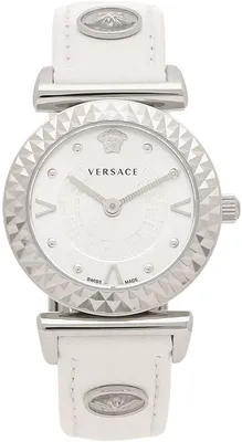 Obrázek produktu pro Versace VEAA00218 Mini Vanity stříbrné dámské hodinky s bílým koženým řemínkem NEW