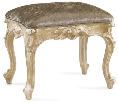 Produktbild von Casa Padrino Luxus Barock Hocker Grau / Antik Beige - Handgefertigter Barockstil Sitzhocker - Barock Fußhocker - Barock Möbel - Edel & Prunkvoll - Luxus Qualität -  Italy