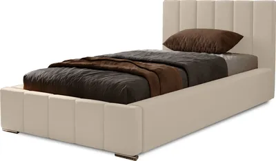 Produktbild von Polsterbett Nero 90x200 cm, Bett mit Kopfteil, Doppelbett mit Bettkasten , Lattenrost und Matratze aus Holz, Velourstoff:  Beige