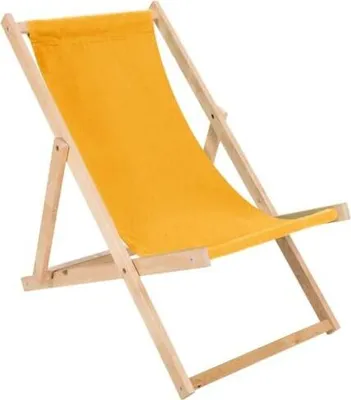 Produktbild von Liegestuhl gelb klappbar aus Holz - Klappstuhl Klappliege Sonnenstuhl Strandstuhl Holzklappstuhl Sonnenstuhl Gartenliege