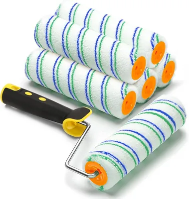 Produktbild von Verfroller Set, 6-teilig, 5 Rollen 23 cm, Teleskopstange, für Malerarbeiten