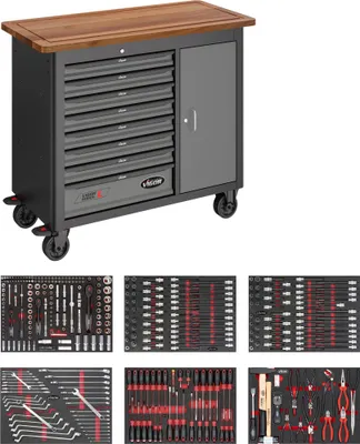 Produktbild von VIGOR Mobile Werkbank Series L mit Sortiment V5158 375-teilig