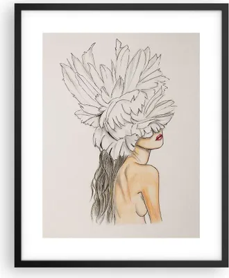 Produktbild von Gerahmtes Poster - Schwarzer Rahmen - Mode Frau Zeichnung - 40x50 cm - Wand Bild - Wanddeko - Wandbilder - Kunstposter - Wandposter - Bilderrahmen - Bilder - Kunstdruck - P2BPA40x50-4873