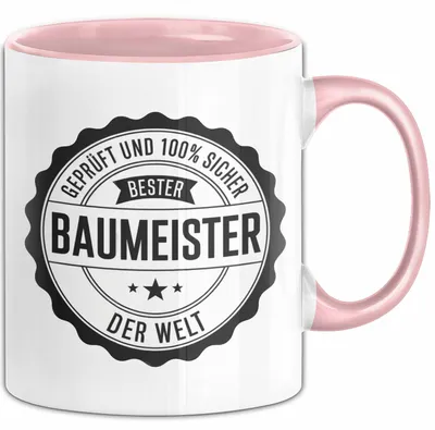 Produktbild von Bauarbeiter Tasse Geschenk 100% Bester Bauleiter Handwerker Geschenkidee Lustig (Rosa)