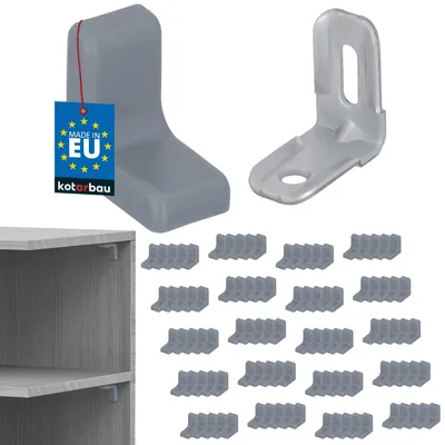 Image de KOTARBAU® Lot de 100 supports d'étagères métalliques avec cache plastique pour meubles Gris