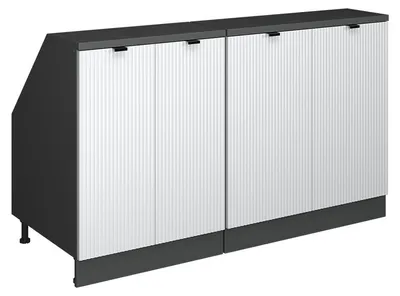 Produktbild von Küchenschrank für Dachschrägen Vicco R-Line Weiß Riffel 140 cm 2er Set Schrankkorpuss 60 cm Tiefe, Model 60648