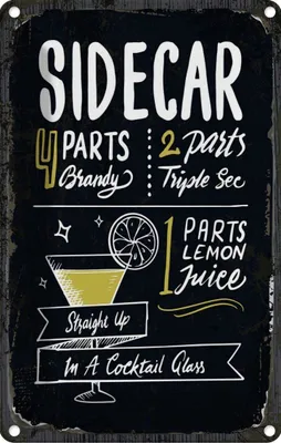 Produktbild von vianmo Blechschild 18x12 cm Sidecar Cocktail Recipe