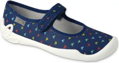 Produktbild von BEFADO Mädchen Hausschuhe Ballerinas Klettverschluss Blau 34