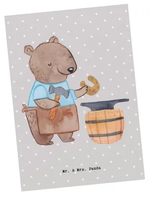 Produktbild von Mr. & Mrs. Panda Postkarte Schmied Herz - Grau Pastell - Geschenk, Ansichtskarte, Ansichtskarten, Grußkarte, Postkarten, Fotokarte