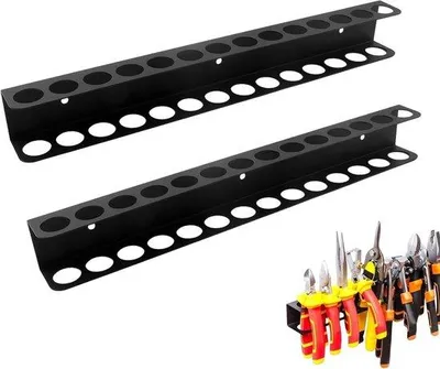 Produktbild von Famanu Werkzeugorganizer - 2 Stück - 40 cm - Wandmontierter Werkzeughalter - Metall - Werkzeugablage für Schraubendreher, Schraubenschlüssel, Hammer