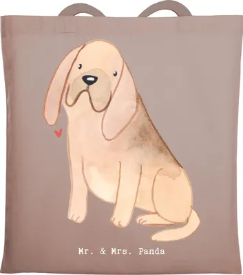 Produktbild von Mr. & Mrs. Panda Tote Bag Bloodhound Lebensretter - Braun Pastell - Geschenk, Jutebeutel, Bluthund, Einkaufstasche, Laptoptasche, Schultasche, Tasche, St. Hubertushund
