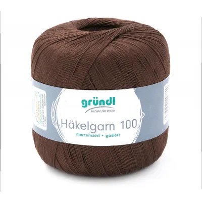 Produktbild von Gründl Häkelgarn 100 Filethäkeln 100% Baumwolle 100g/566m NS 1,5-2 mm Stärke 10 schokolade (138)