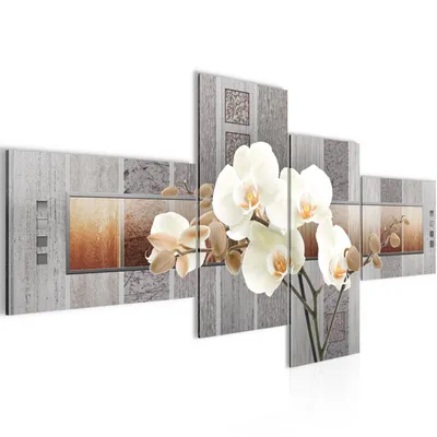 Produktbild von Runa Art Bild XXL 4 Teilig Blumen Orchidee 200 x 100 cm Kunstdruck auf Vlies Leinwand Wanddeko Wohnzimmer Schlafzimmer 204641a