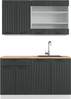 Produktbild von Singleküche Vicco Fame-Line Anthrazit Landhaus/Weiß 140 cm , AP Eiche, Model 42805