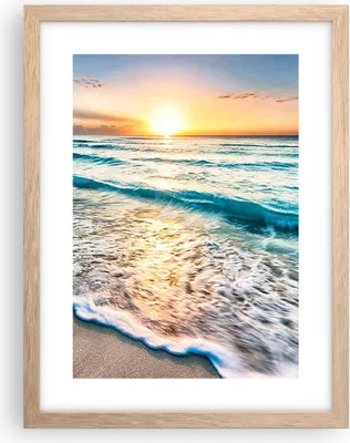 Produktbild von Gerahmtes Poster - Rahmen in heller Eiche - Meer Welle Strand - 30x40 cm - Wand Bild - Wanddeko - Wandbilder - Wandposter - Bilderrahmen - Bilder - Kunstdruck - Wandbild - P2NPA30x40-3621