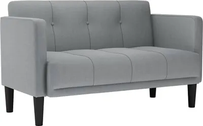 Image de Canapé deux places gris clair 111 cm en tissu