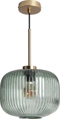 Produktbild von Grüne Edwin Metall-Glas Pendelleuchte im 1920er Jahre Stil, Höhe 190 cm, Ø 25 cm