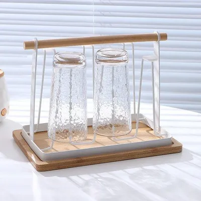Produktbild von Glasregal Glasabtrocknungsregal Holzregal Glaslagerung Weißer Gusseisendrainkupplung