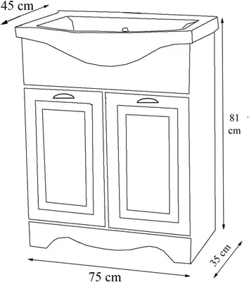 Image de 2pcs Salle à laver / meuble lavabo 75 cm / ensemble de meubles de salle de bain avec évier / maison de campagne Styl / tiroirs pratiques / complet Casalo XL