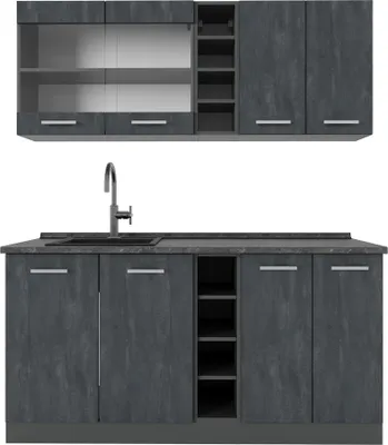 Obrázok produktu pre Mini kuchyňa Vicco R-Line Čierny betón/antracit 160 cm bez pracovnej dosky, Model 47415
