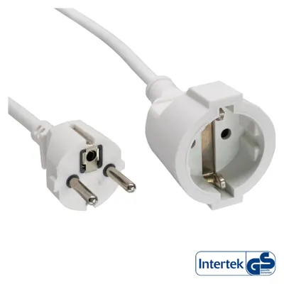 Produktbild von InLine Schutzkontakt-Verlängerung ST / BU, weiß, 15m, 15 m, Drinnen, Type E/F, Type EF (CEE 7/7), Gerade, 1,5 mm²