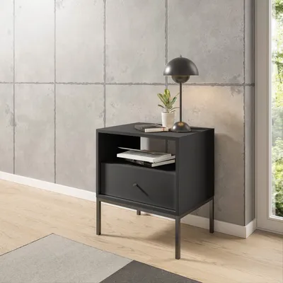 Image de Nachtkommode >Ines< in Graphit - 53,6x56,2x39cm (BxHxT)