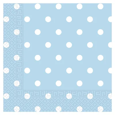 Produktbild von 20 hellblaue Papierservietten mit weißen Punkten 33 x 33 cm - Einheitsgröße