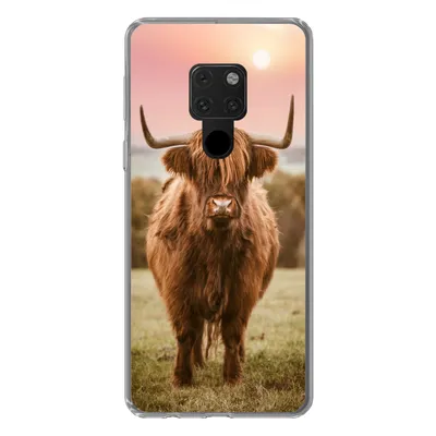 Produktbild von MuchoWow® Handyhülle Schutzhülle Hülle für Huawei P40 Lite Schottischer Highlander - Sonne - Himmel Silikon Softcase Handy Hülle - Handy