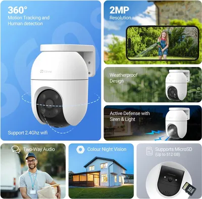 Produktbild von Ezviz C8c 2er-Set Außen Schwenkbar WiFi Überwachungskamera
