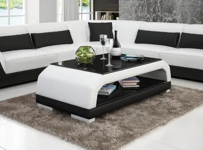 Image de Designer Couchtisch Polster Tisch Leder Glas Moderner Tische Glastische 6108