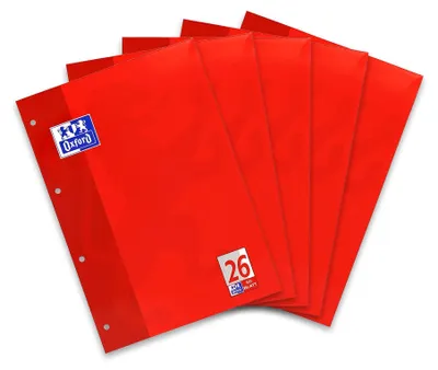 Productafbeelding van Oxford Schule, schrijfblok A4, geruit met rand, regelafstand 26, 50 vel, 5 stuks