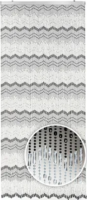 Obrázok produktu pre Kobolo Door Curtain Mountain Bead Curtain - čierna biela - balkónové / terasové dvere - 90x200 cm záclona ochrana súkromia zástena proti muchám domové dvere