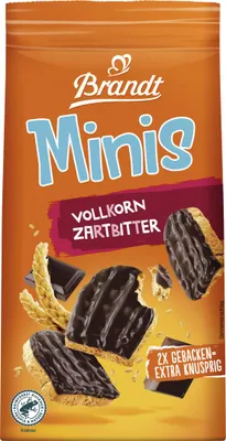 Produktbild von Brandt Zwieback Minis Vollkorn Zartbitter feinherbe Schokolade 95g
