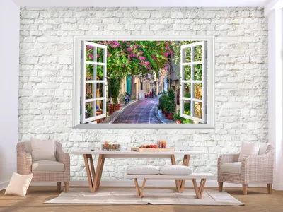Produktbild von Vlies Fototapete Fensterblick 400x280 cm Tapeten Wandtapete XXL Italien Toskana Gasse c-C-0433-a-a