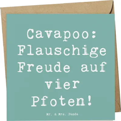 Produktbild von Mr. & Mrs. Panda Glückwunschkarte Spruch Cavapoo Flauschigkeit - Meeresbrise - Geschenk, faltkarte, Familienhund, liebevoll, anlasskarte, verspielte Hunde, Hunderassen