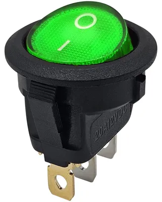 Produktbild von ProRide Wippschalter KCD2-12 ON/OFF - 3-polig - rund - 12 V/20 A - grün