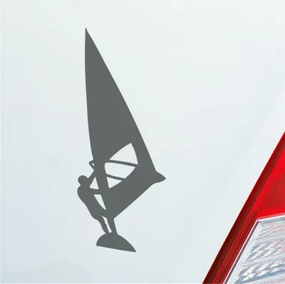 Produktbild von Auto Aufkleber Windsurfer Wind Surfer Surfing Kite 12x5 cm Grau Sticker Heckscheibenaufkleber