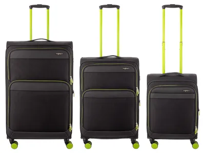 Produktbild von Franky 3er Koffer SET Gr. L/M/S Reisegepäck T27-F Spinner mit Dehnfalte black/neongreen