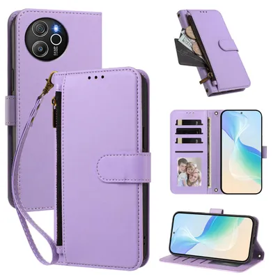 Produktbild von Geldbörse Hülle für Blackview Shark 8 /Oscal Tiger 12, Kunstleder Handyhülle mit Kartenfächer, Ständer, Handschlaufe Violett