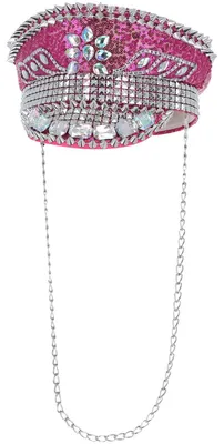 Image de Fever - Casquette de capitaine « Deluxe », paillettes, costume SM3538 (taille unique) (rose/argent)