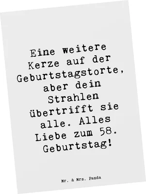 Produktbild von Mr. & Mrs. Panda Grußkarte Spruch 58. Geburtstag Glanz - Weiß - Geschenk, bildkarte, Ansichtskarten, Happy Birthday, Postkarte, Postkarten, Geburtstagsfeier, Lebensfreude