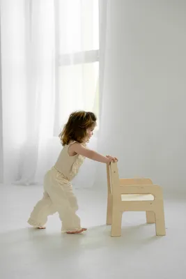 Produktbild von Kinderstuhl aus Holz , Hochstuhl für Kleinkinder, Sitzhöhe: 21,5 cm