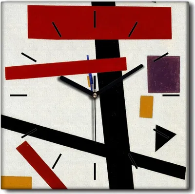 Produktbild von Coloray Uhr auf Leinwand 30x30 cm Wand Uhr Dekoration Wohnzimmer Segeltuch schwarze Hände -Kazimir Malevich Vintage.